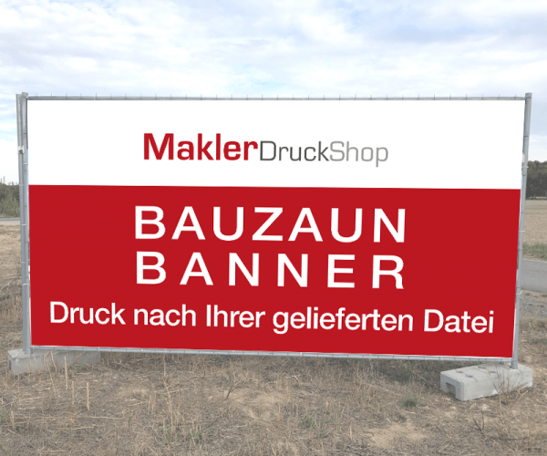 Bauzaun-Banner - 340cm x 173cm - inkl. Druck nach Ihrer Datei - mit Umsäumung & Ösen rundum