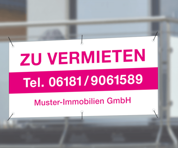 Werbebanner 250cm x 150cm - inkl. Druck & Ösen - Standardlayout mit Wunschtext